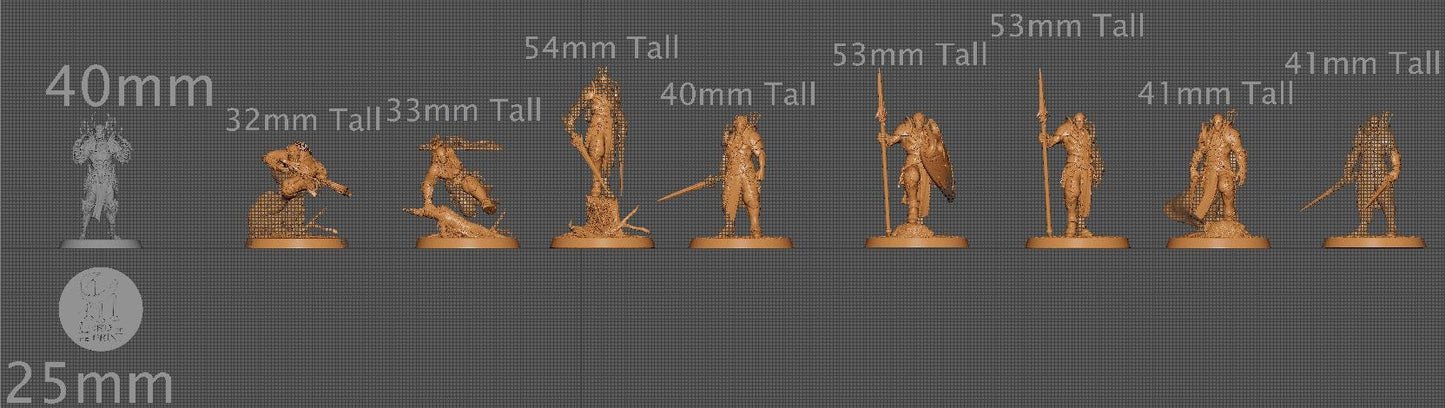 Moonlight Elves, Pack 2, Rescale Miniatures | Dungeons and Dragons | Pathfinder | Table Top RPG | 3D Printed Model
