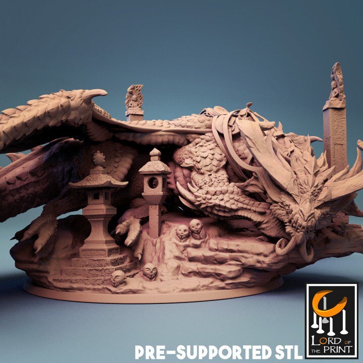 Sleeping Dragon, Gold Dragon | Aussie 3D Printed Miniatures and Terrain