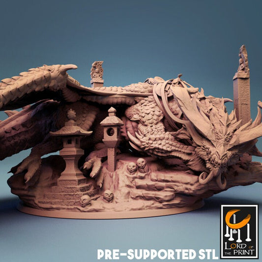 Sleeping Dragon, Gold Dragon | Aussie 3D Printed Miniatures and Terrain