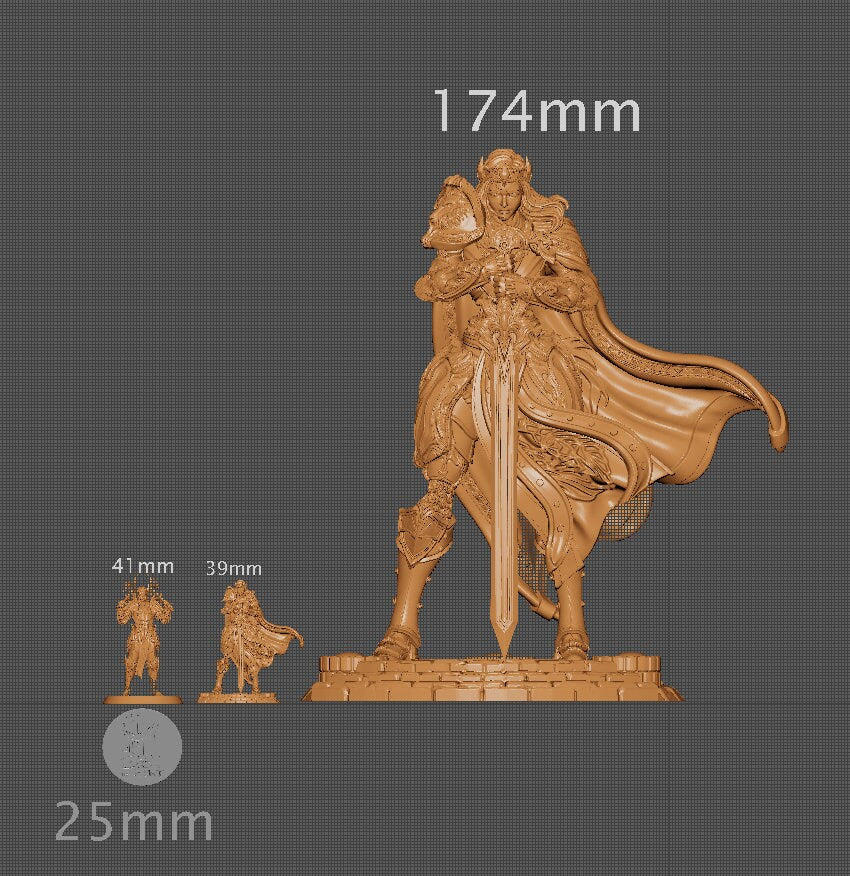 Alina the Paladin of Dawn | Aussie 3D Printed Miniatures and Terrain