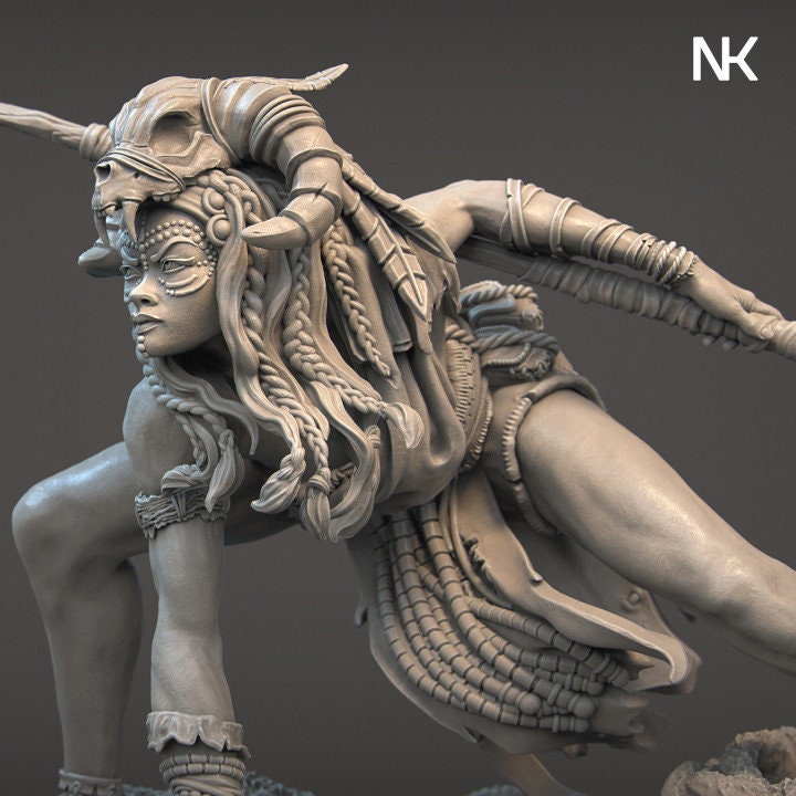 Azaka the Tribal Warrior | Aussie 3D Printed Miniatures and Terrain
