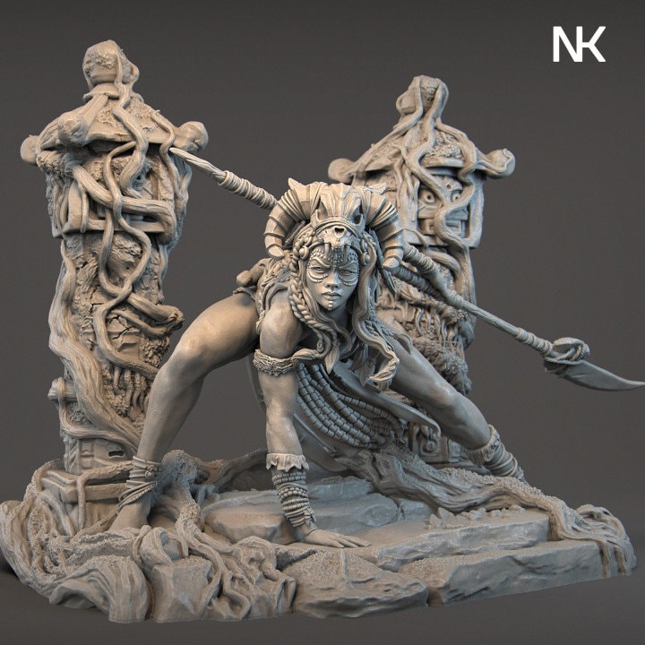 Azaka the Tribal Warrior | Aussie 3D Printed Miniatures and Terrain