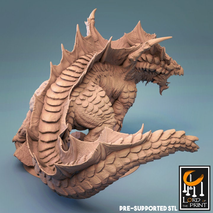 Adult Brown Dragon, The Sand Dragon | Aussie 3D Printed Miniatures and Terrain