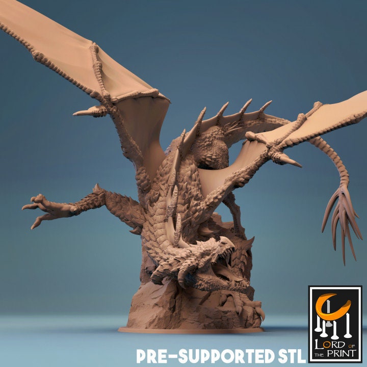 Young Black Dragon, The Skull Dragon | Aussie 3D Printed Miniatures and Terrain