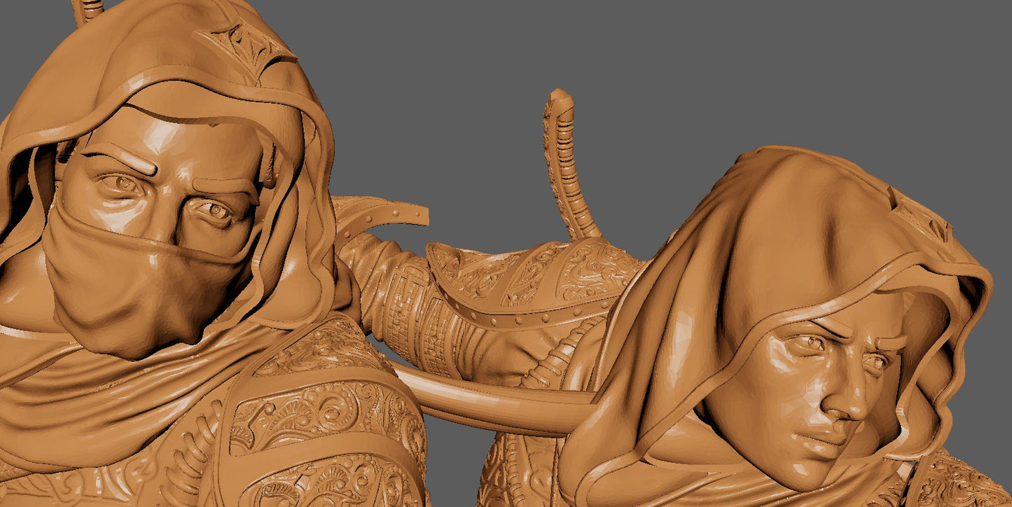 Artemesia and Nasir Statue, Assassin | Aussie 3D Printed Miniatures and Terrain