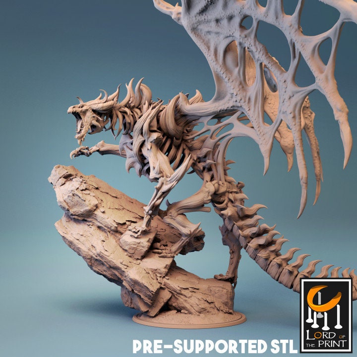 Undead Dragon, Skeleton Dragon | Aussie 3D Printed Miniatures and Terrain