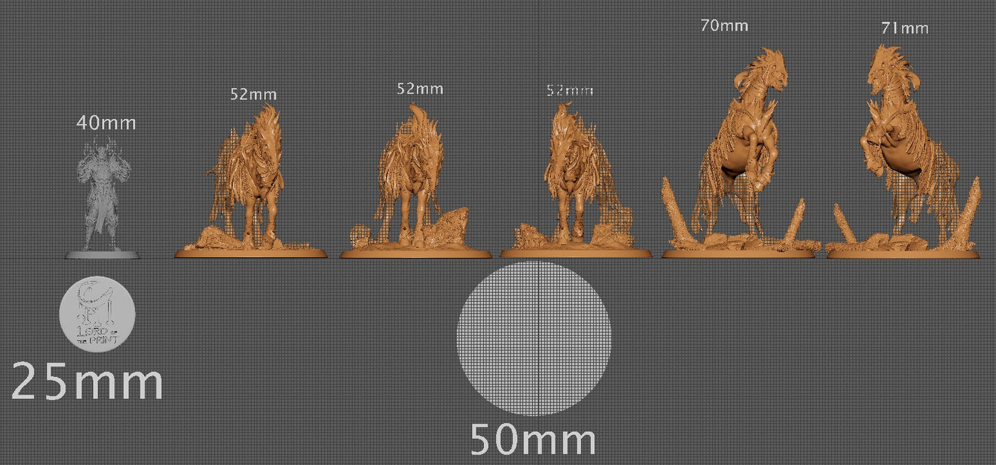 Corrupted Horses, 5 poses, P2 | Aussie 3D Printed Miniatures and Terrain