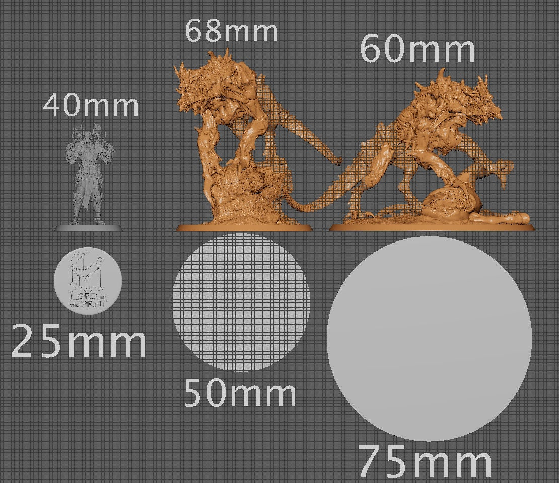 Alpha Hellhounds, 2 Poses | Aussie 3D Printed Miniatures and Terrain