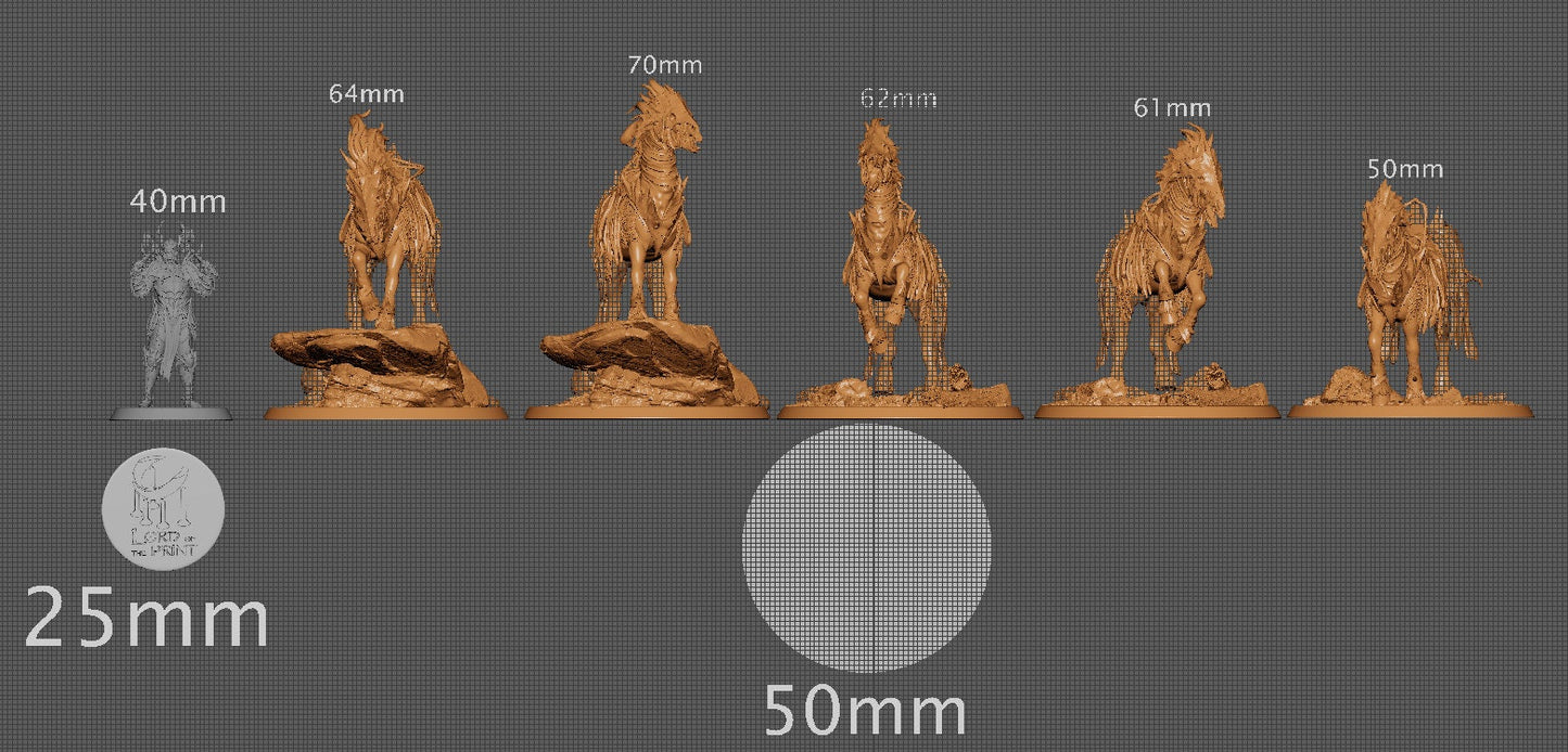 Corrupted Horses, 5 poses, P1 | Aussie 3D Printed Miniatures and Terrain