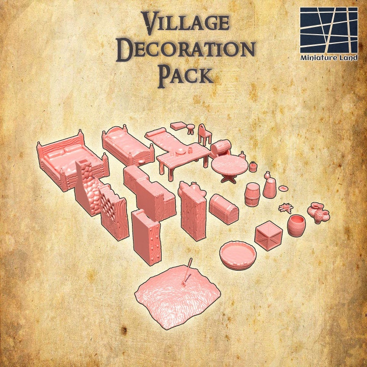 Village Decoration Pack | Aussie 3D Printed Miniatures and Terrain