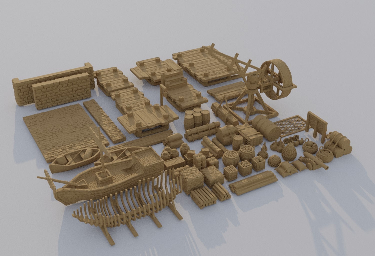 Dockyard Scatter Terrain | Aussie 3D Printed Miniatures and Terrain