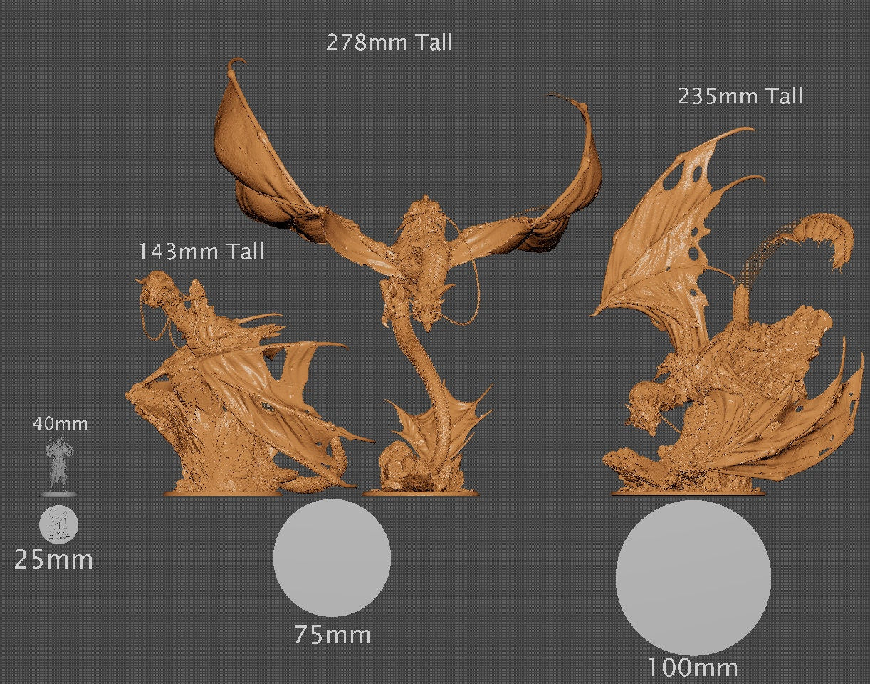 Wyvern Riders, 3 Poses | Aussie 3D Printed Miniatures and Terrain