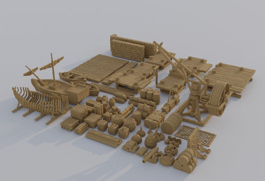 Dockyard Scatter Terrain | Aussie 3D Printed Miniatures and Terrain