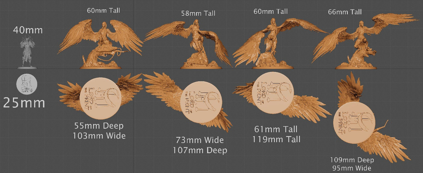 Harpies, Multiple Pose Options | Aussie 3D Printed Miniatures and Terrain