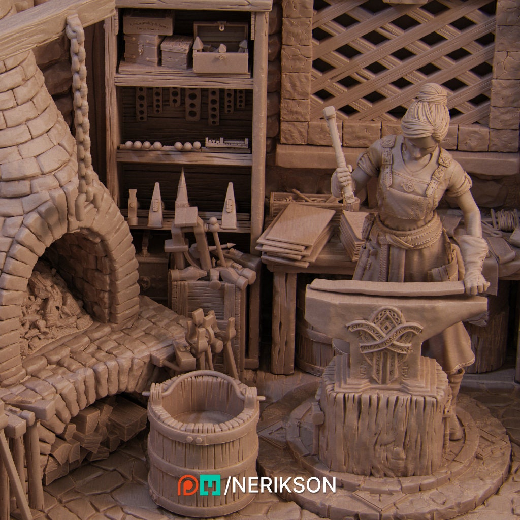 Lara, Blacksmith Shop | Aussie 3D Printed Miniatures and Terrain