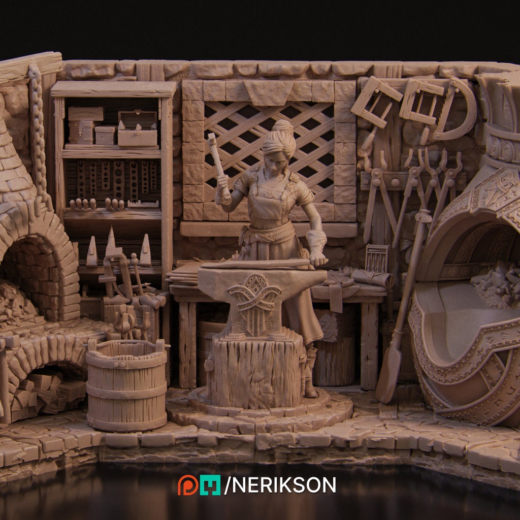 Lara, Blacksmith Shop | Aussie 3D Printed Miniatures and Terrain