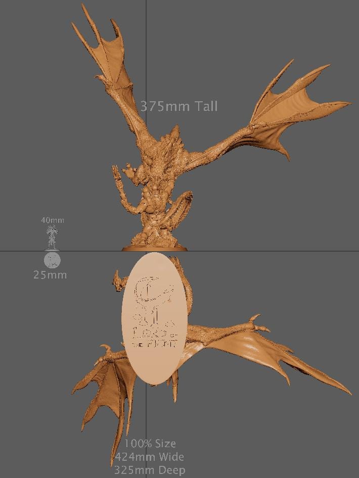 Sand Wyvern Fighting an Ettin | Aussie 3D Printed Miniatures and Terrain