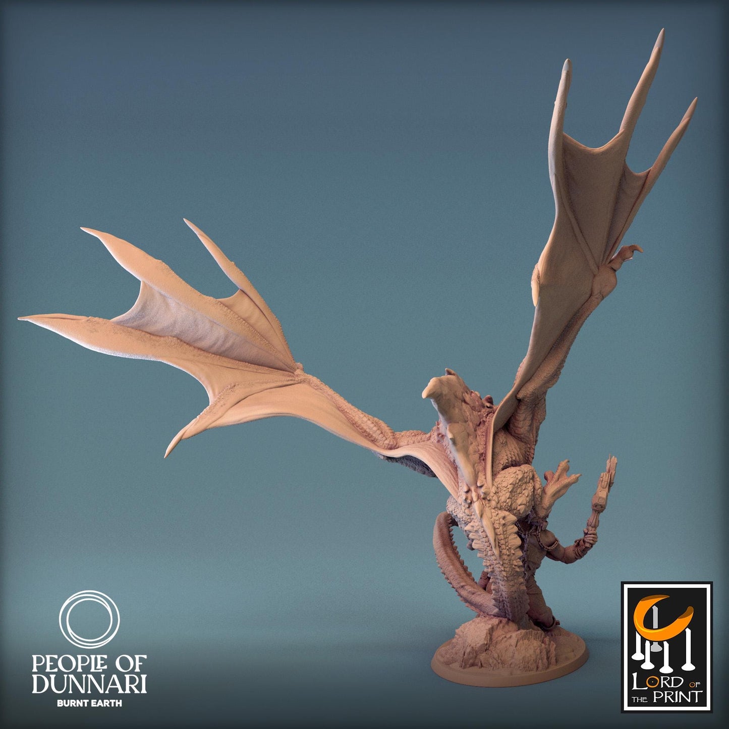 Sand Wyvern Fighting an Ettin | Aussie 3D Printed Miniatures and Terrain