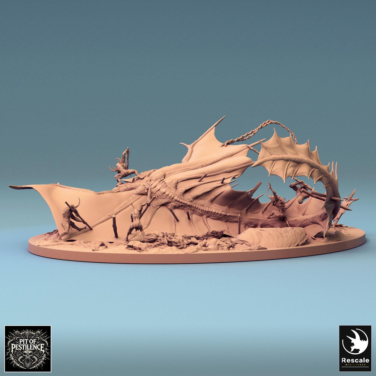 Brass Dragon Battle, Diorama | Aussie 3D Printed Miniatures and Terrain
