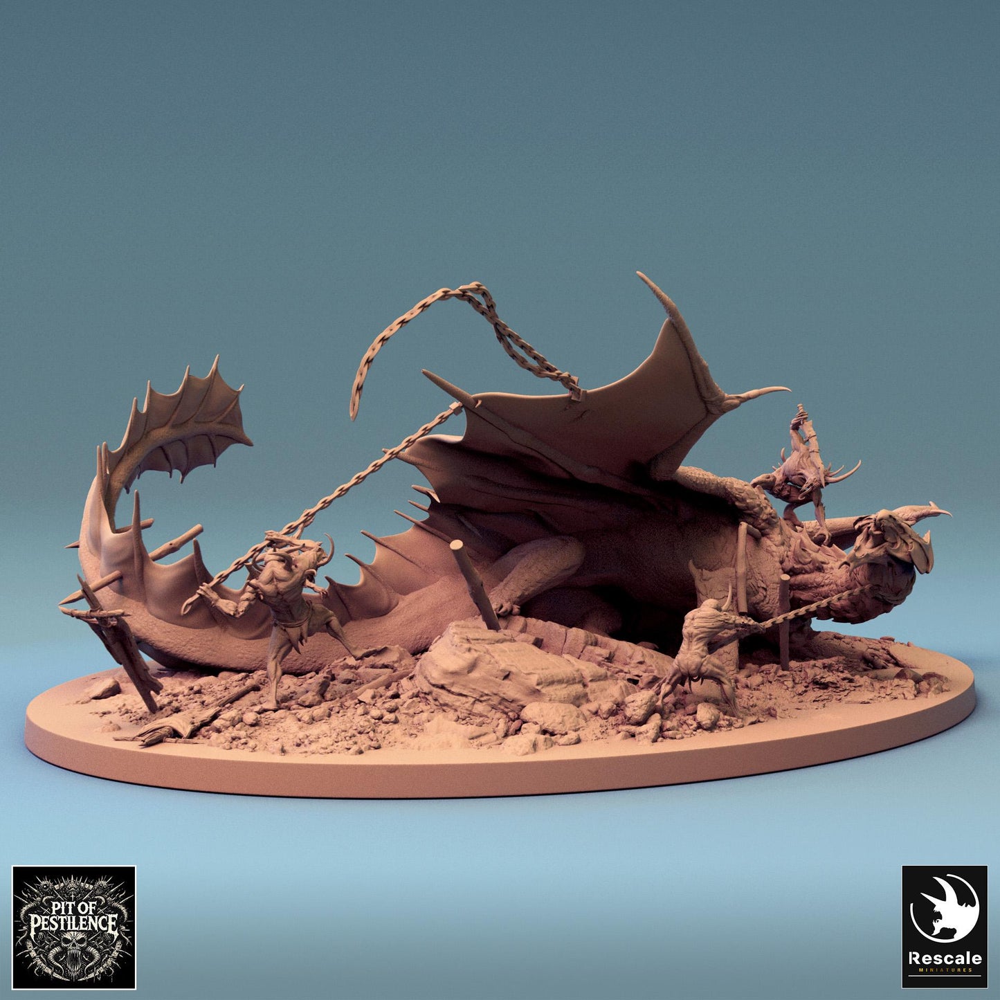 Brass Dragon Battle, Diorama | Aussie 3D Printed Miniatures and Terrain