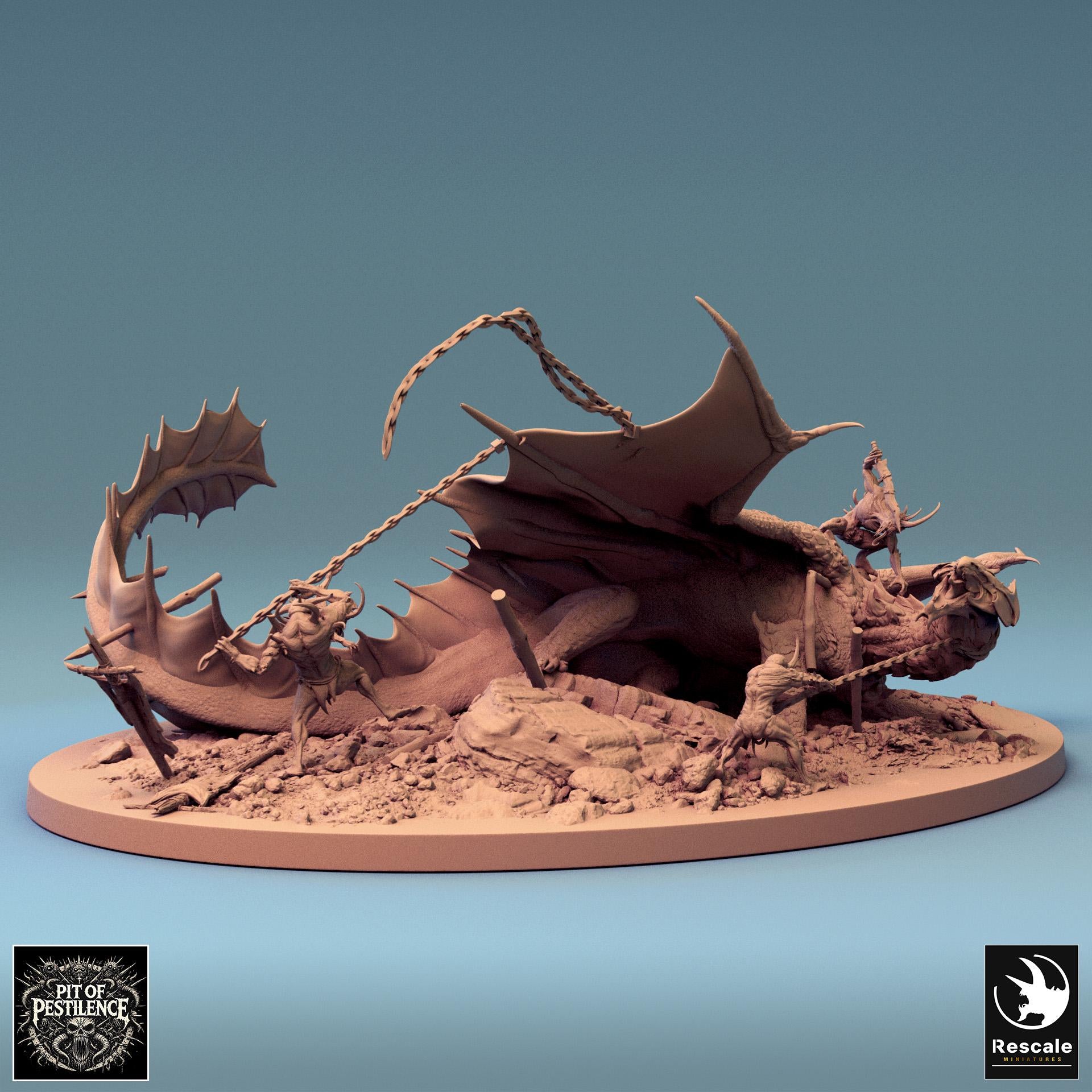 Brass Dragon Battle, Diorama | Aussie 3D Printed Miniatures and Terrain