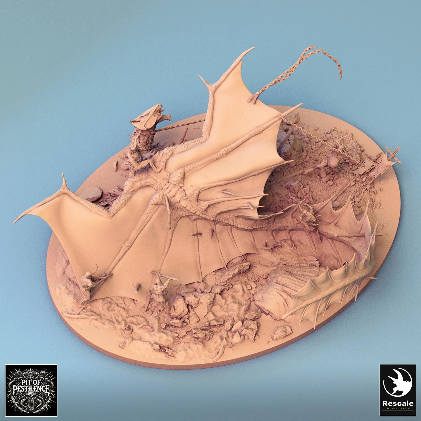 Brass Dragon Battle, Diorama | Aussie 3D Printed Miniatures and Terrain