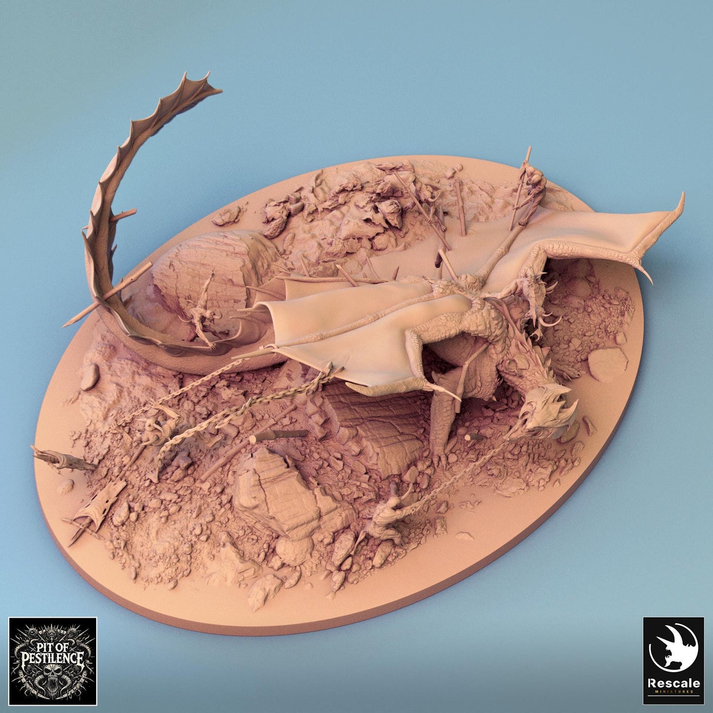 Brass Dragon Battle, Diorama | Aussie 3D Printed Miniatures and Terrain