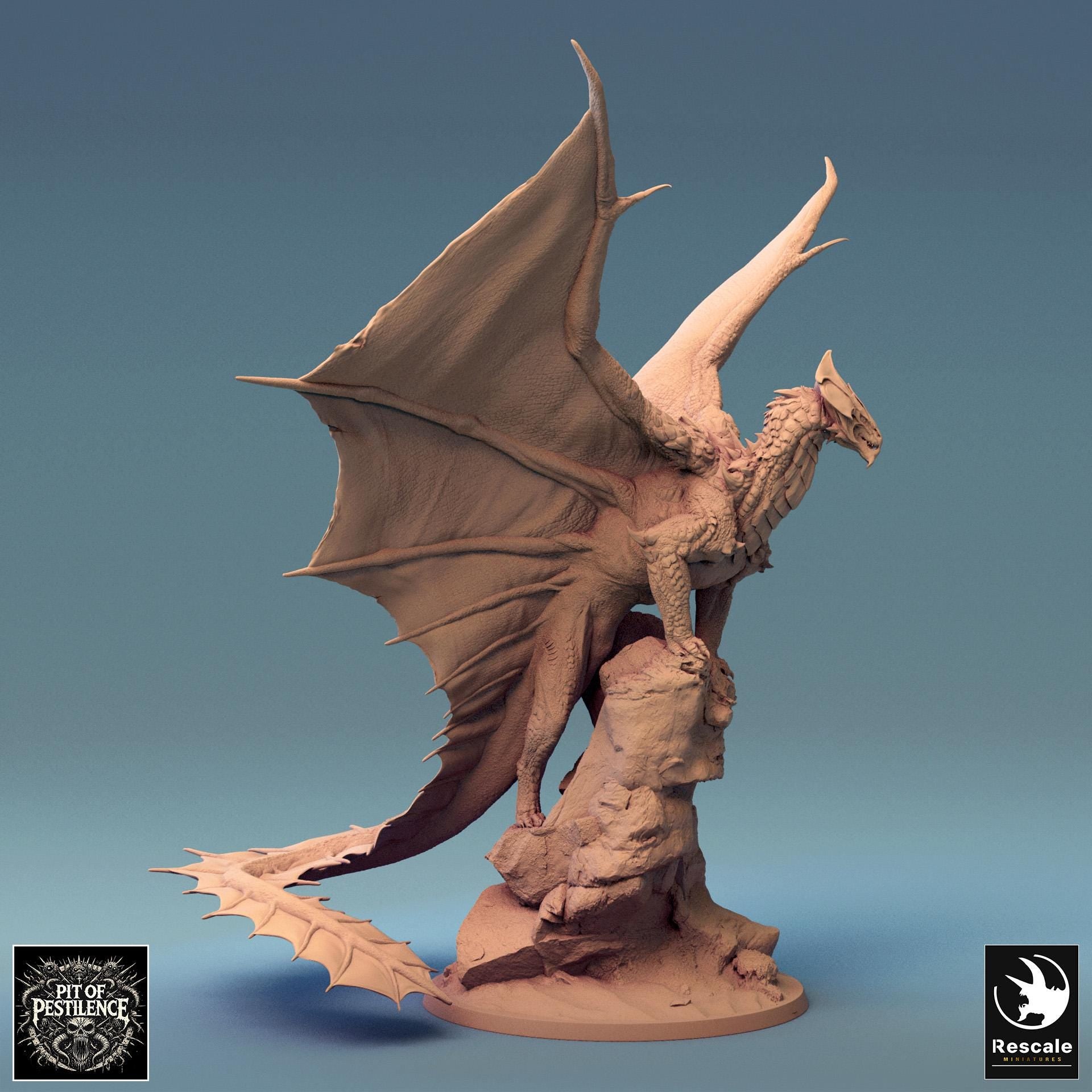 Brass Dragon, Perched | Aussie 3D Printed Miniatures and Terrain