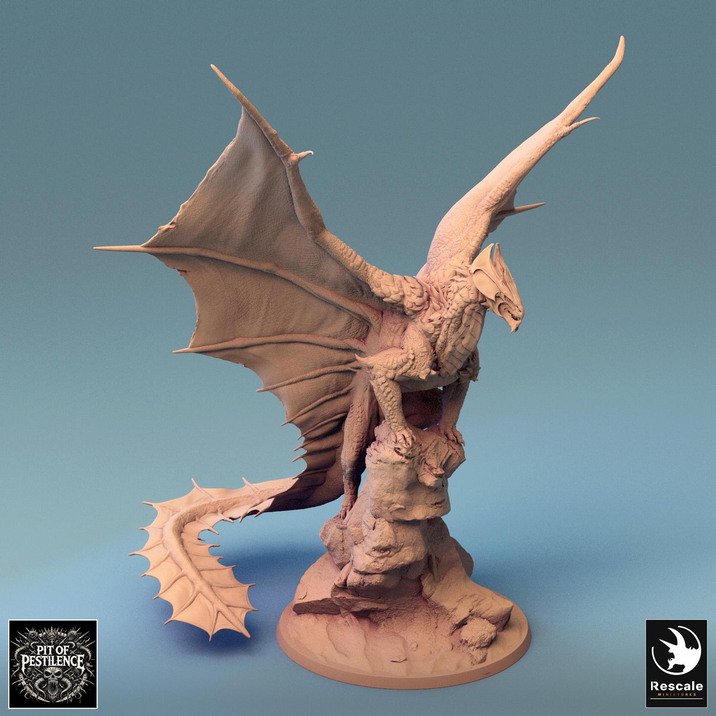 Brass Dragon, Perched | Aussie 3D Printed Miniatures and Terrain