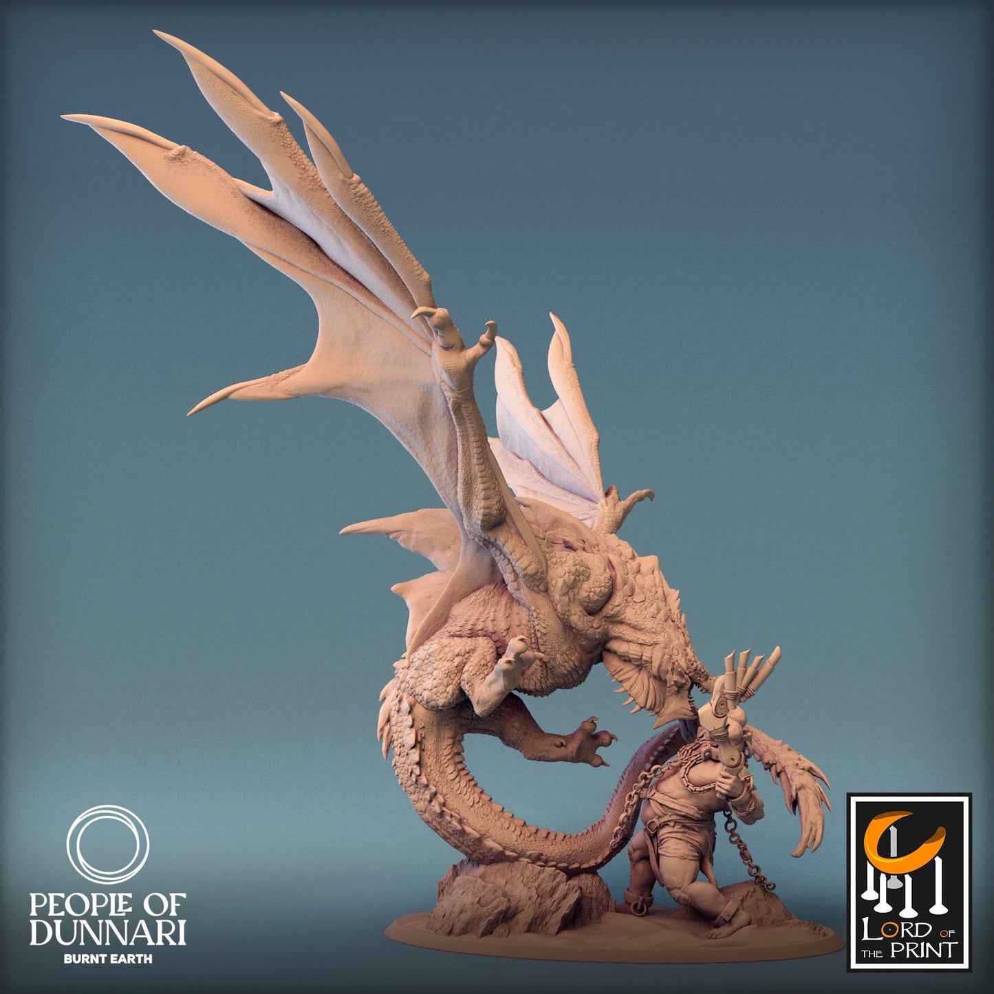 Sand Wyvern Fighting an Ettin | Aussie 3D Printed Miniatures and Terrain