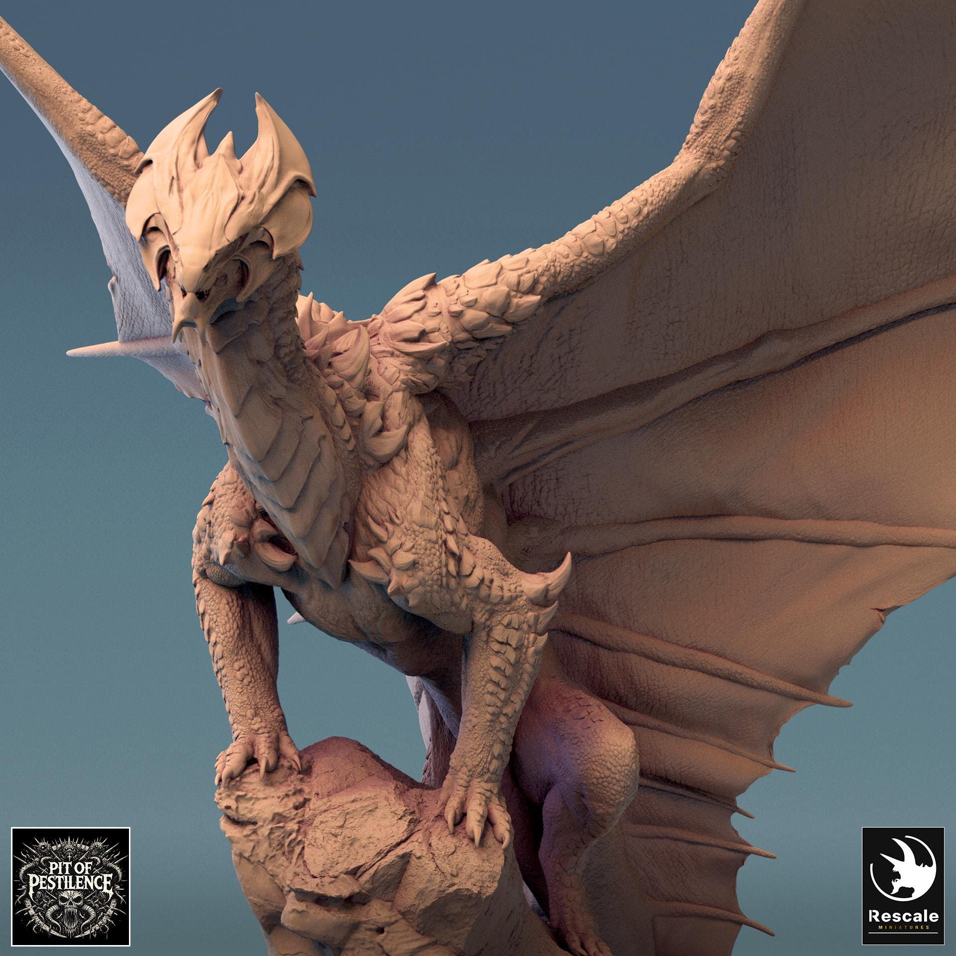 Brass Dragon, Perched | Aussie 3D Printed Miniatures and Terrain