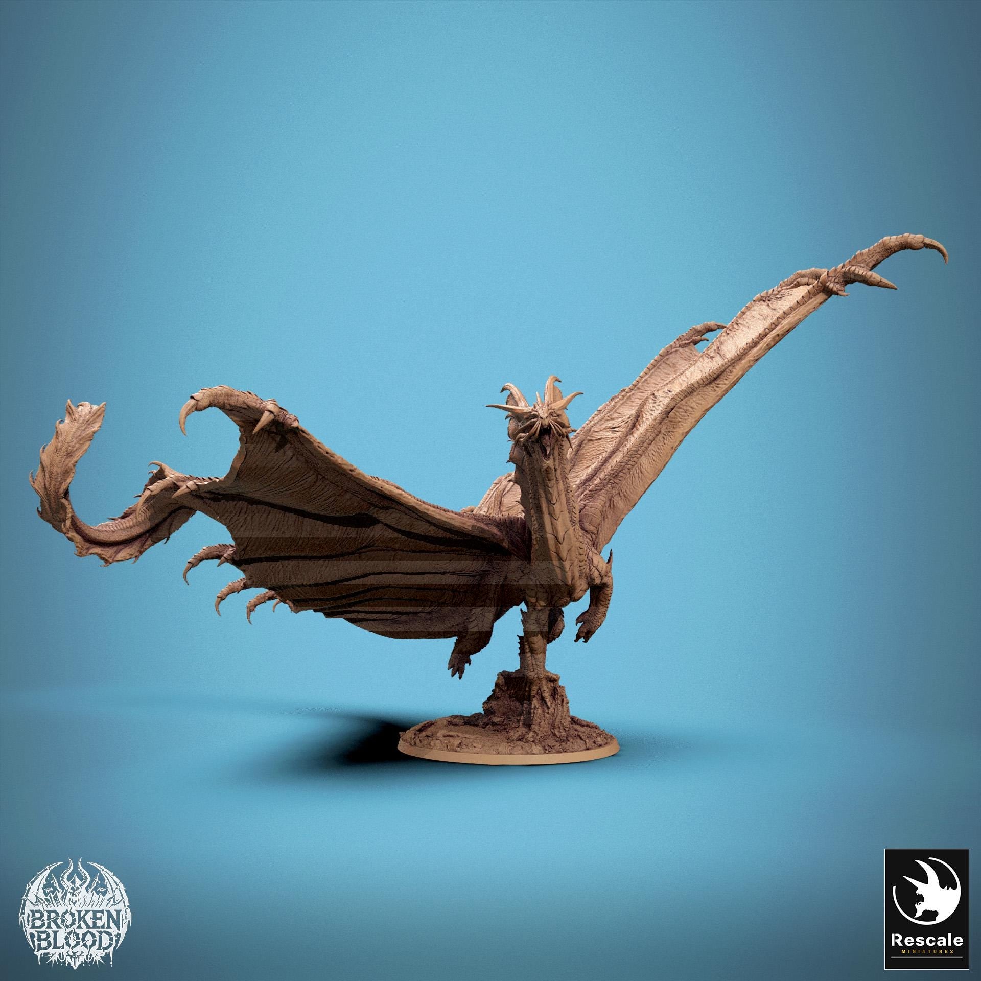 Legendary Gold Dragon, Flying | Aussie 3D Printed Miniatures and Terrain