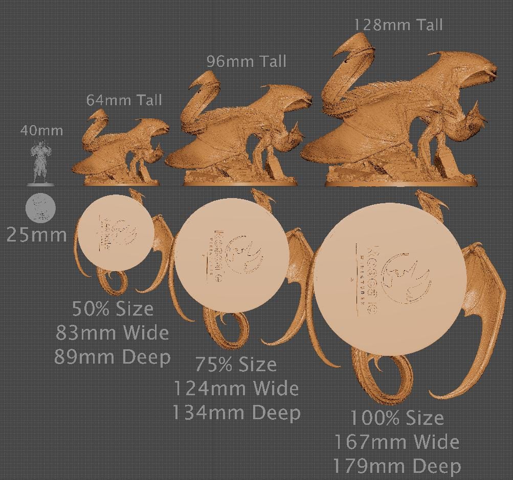 Silver Dragon, Multiple Pose Options | Aussie 3D Printed Miniatures and Terrain