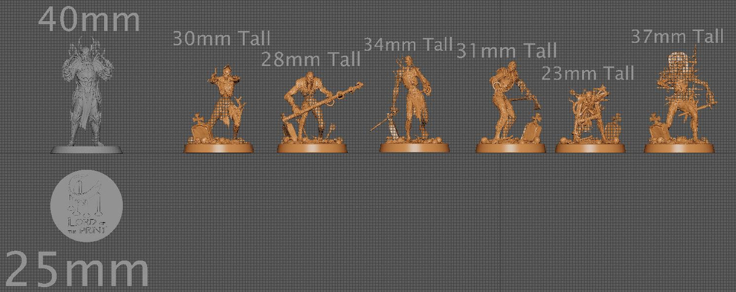 Zombies, Pack 2 | Aussie 3D Printed Miniatures and Terrain
