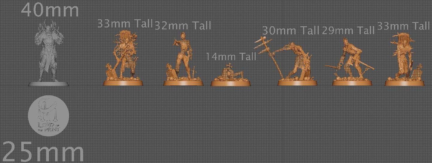 Zombies, Pack 3 | Aussie 3D Printed Miniatures and Terrain