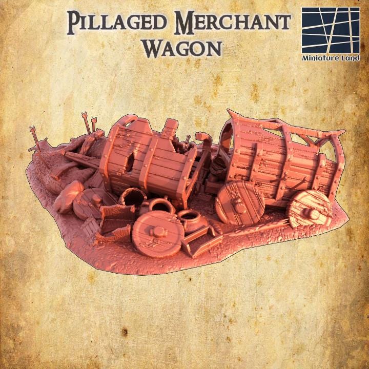 Pillaged Merchant Wagon | Aussie 3D Printed Miniatures and Terrain