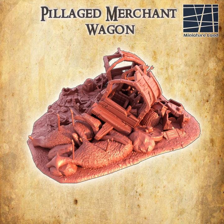 Pillaged Merchant Wagon | Aussie 3D Printed Miniatures and Terrain