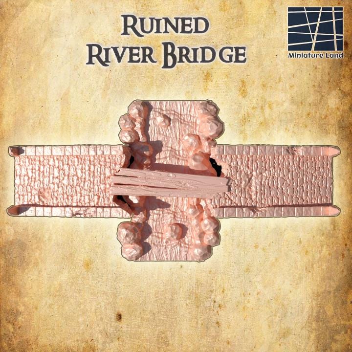 Ruined River Bridge | Aussie 3D Printed Miniatures and Terrain