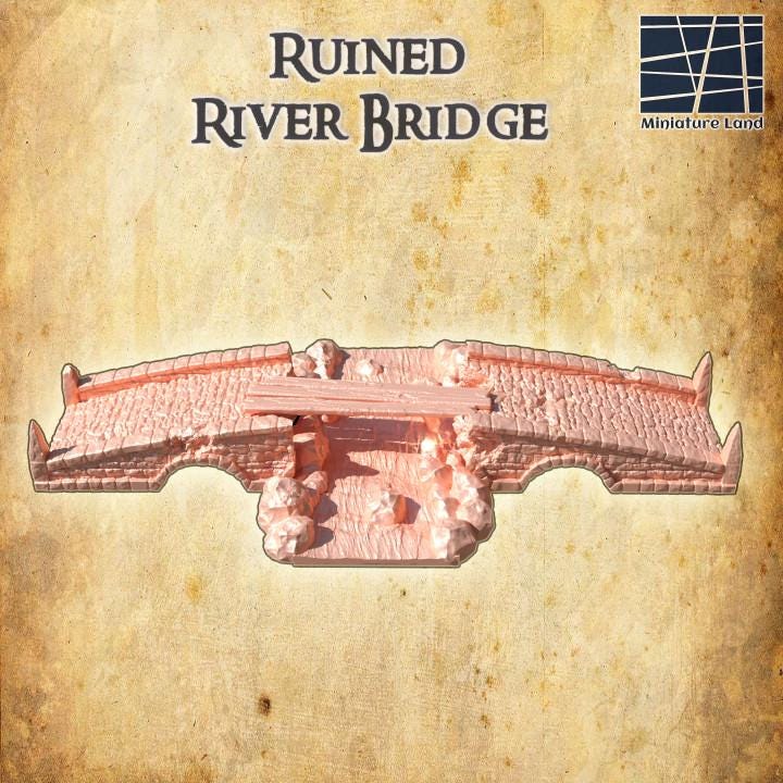 Ruined River Bridge | Aussie 3D Printed Miniatures and Terrain