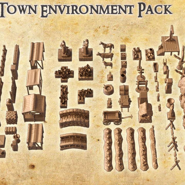 Town Environment Pack | Aussie 3D Printed Miniatures and Terrain