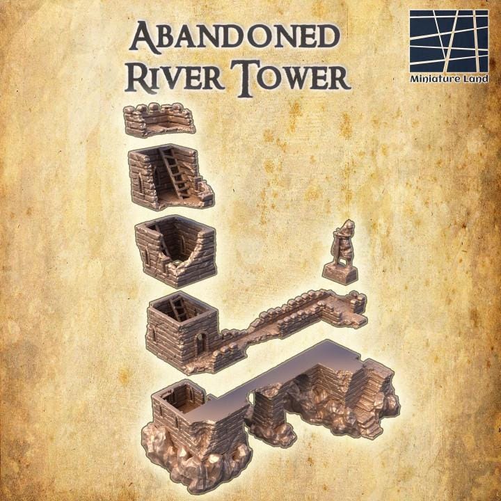 Abandoned River Tower | Aussie 3D Printed Miniatures and Terrain