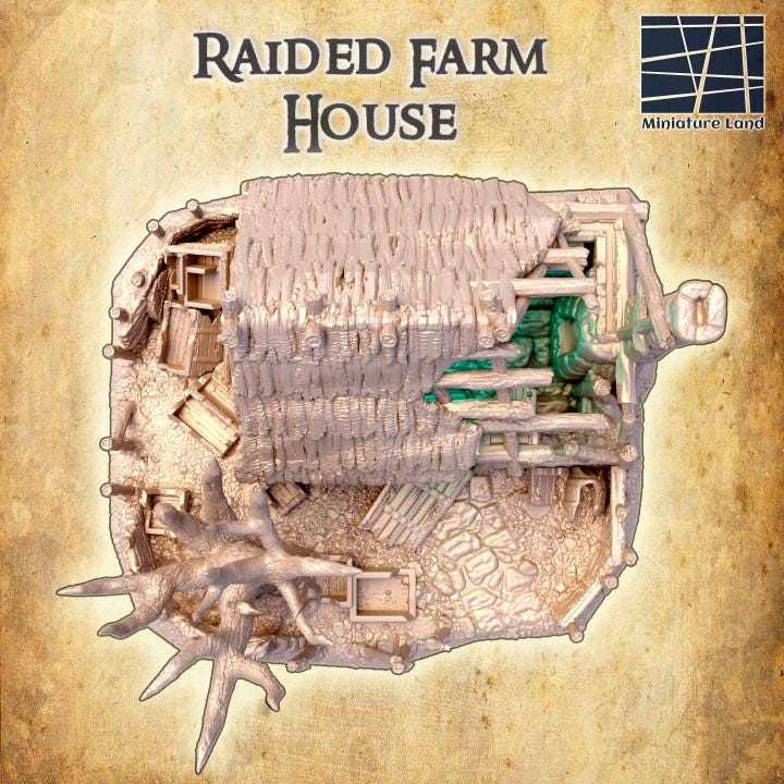 Raided Farm House | Aussie 3D Printed Miniatures and Terrain
