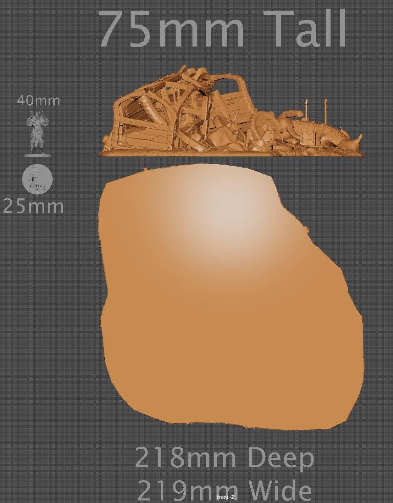 Pillaged Merchant Wagon | Aussie 3D Printed Miniatures and Terrain