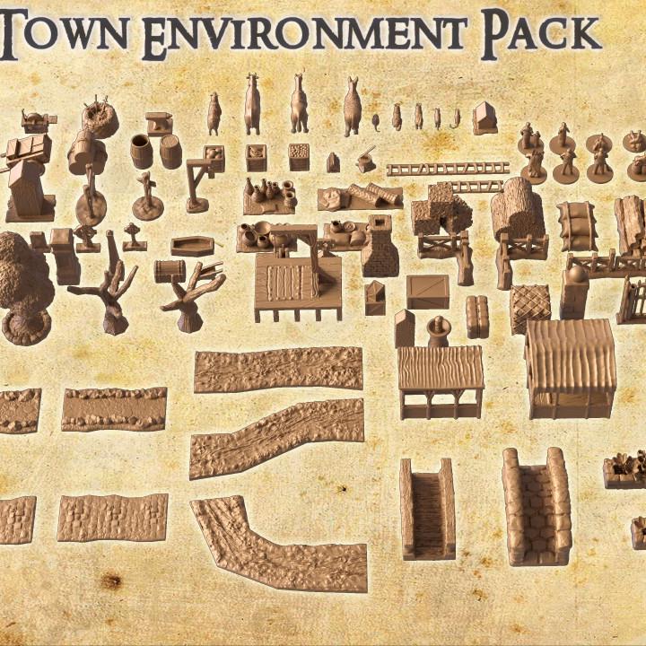 Town Environment Pack | Aussie 3D Printed Miniatures and Terrain