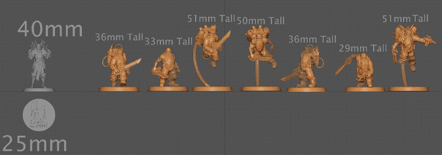 Dwarf Steampunk Soldiers, Pack 2 | Aussie 3D Printed Miniatures and Terrain