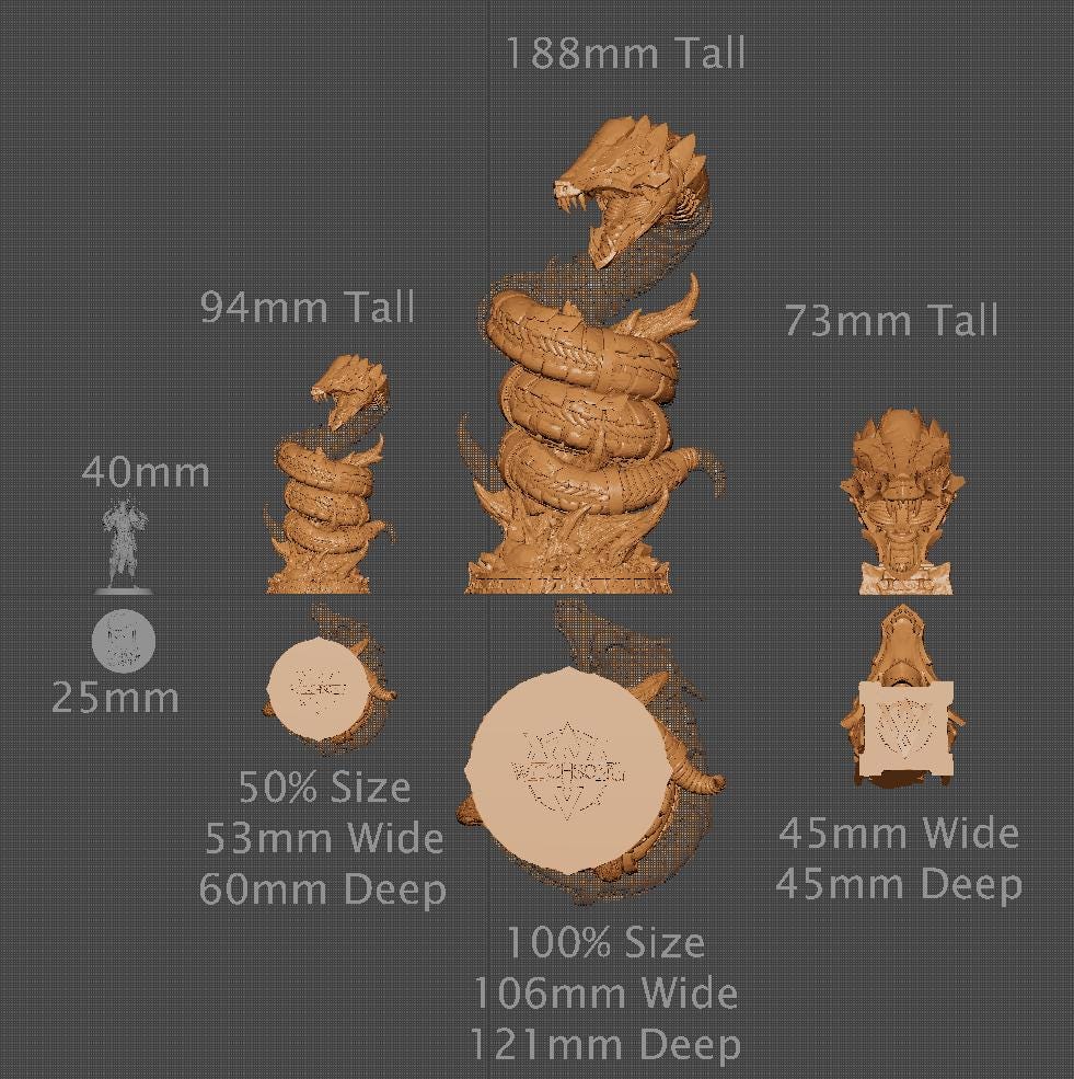 Gearworm Serpent, Bust Option | Aussie 3D Printed Miniatures and Terrain
